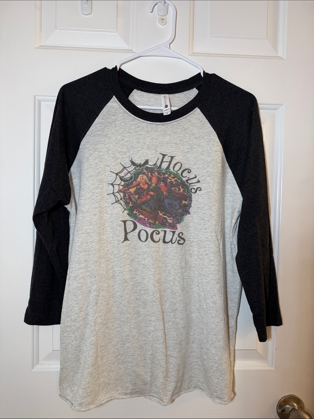Next Level Apparel Hocus Pocus Raglan Tee - Black & Light Gray